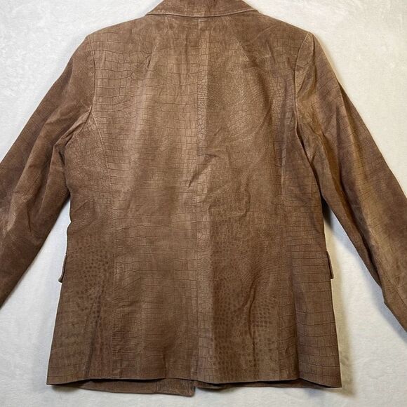 Jolie Vintage‎ Eric Gaskins Crocodile Embossed Leather Women's Blazer- Small - Picture 7 of 7